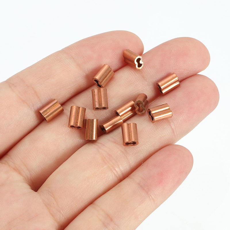 PATIKIL M1.2(3/64") Copper Crimping Loop Sleeve, 50 Pack Wire Rope