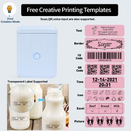 Label Maker Machine with Tape D110-M Portable Bluetooth Handheld Label Printer Included Multiple Templates Available for Phone Pad Easy to Use Home Office Organization USB Rechargeable-lightblue