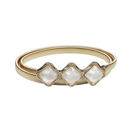 LAM GALLERY Skinny Metal Belts for Dress Gold Stretch Belt Elastic Waist Cinch Dress Belts- 3 Square Crystal