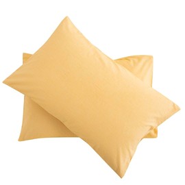 [Pillowcase Set of 2] Organic Cotton Pillow Case, 100% Washed Cotton, 2 Pillow Cases, 19.7 x 27.6 inches (50 x 70 cm), Dust Mite Resistant, Antibacterial, Odor Resistant, Envelope Type, Yellow