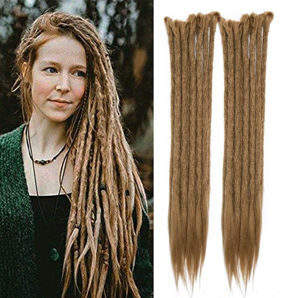 S-noilite Dreadlocks Extensions For Women/Men Synthetic Dreads Handmade Fashion Reggae Hair Hip-Hop Style Soft Crochet Braiding Hair 20" 30 Strands Coffee Brown
