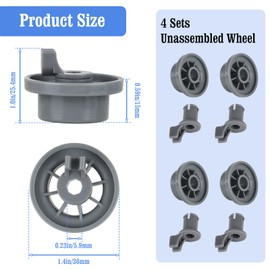 4 Pack 165314 Dishwasher Lower Rack Wheel Dishwasher Replacement Wheel Compatible with Bosch Kenmore etc, Replaces 00420198, 423232, PS3439123, 63016302400, AP2802428, AH3439123, EA3439123 and More
