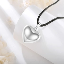 EUDORA Harmony Bola Silver Tone Heart Necklace Pregnancy Pendant Prayer Bell, 45" Wax Chain