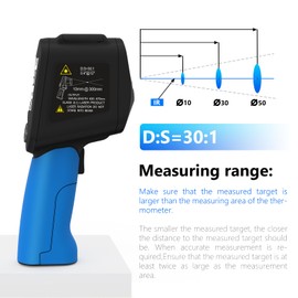 H HOLDPEAK Infrared Thermometer, IR Digital Laser Temperature Meter -50 to 1580 °C, Non-Contact Industrial Laser Thermometer Gun with Flash Light (Not for People)