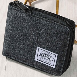 JEMINAL - portafolios corta con cierre para hombres y mujeres, de viaje de tela plegable con funda para tarjetas, portafolios con cierre de gran capacidad con cartera, regalos del día del padre para