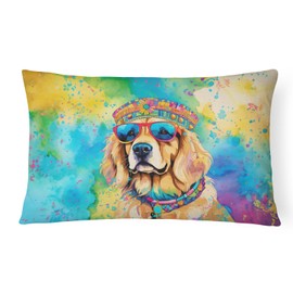Caroline's Treasures DAC2513PW1216 Golden Retriever Hippie Dawg Fabric Decorative Pillow Machine Washable, Indoor Outdoor Decorative Pillow for Couch, Bed or Patio, 12HX16W