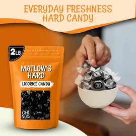 Matlow's Licorice Hard Candy | Kosher Licorice Candy - Individually Wrapped & Packed in 2 LB Resealable Bulk Bag | Great for Party, Office, Outing - Oh! Nuts