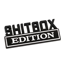 Shitbox Edition – Choice of Colours – ABS Car Emblem Sign Symbol Sticker Badge Brand (Black/White)