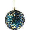 Set Of 6 Opulent Glitter Encrusted Blue Gold Sequin Christmas
