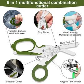 Lemasa 6-in-1 trauma shears - emergency responders, outdoor emergencies, medical staff, and outdoor camping, this combination clipper includes a folding storage box (army green)