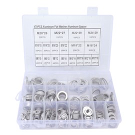 470Pcs Sealing Washer Aluminum Alloy Round Flat Washer Assortment Kit for Automobiles Faucets