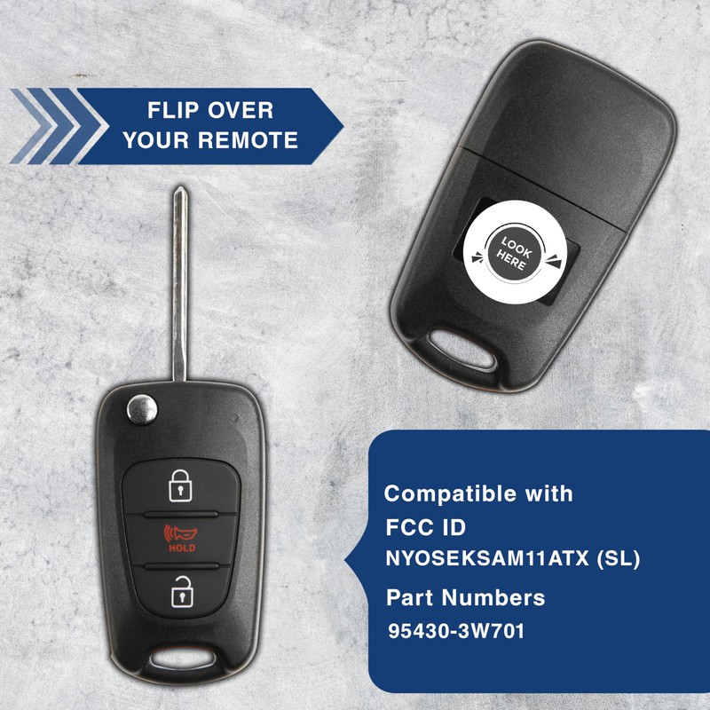 KeylessOption Keyless Entry Car Remote Flip Ignition Key Fob for