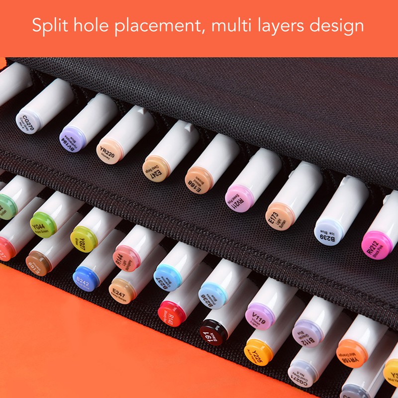 Marker Pen Bag Canvas Multi Layers Large Capacity Portable Pen