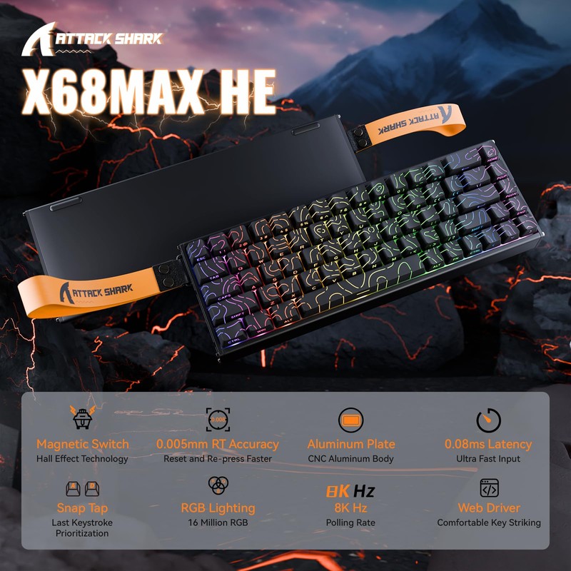 ATTACK SHARK X68MAX HE Wired Rapid Trigger Mechanical Creamy TKL