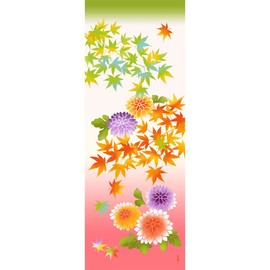 Hamamonyo Picture Tenugui, Maiden Chrysanthemum and Autumn Leaves