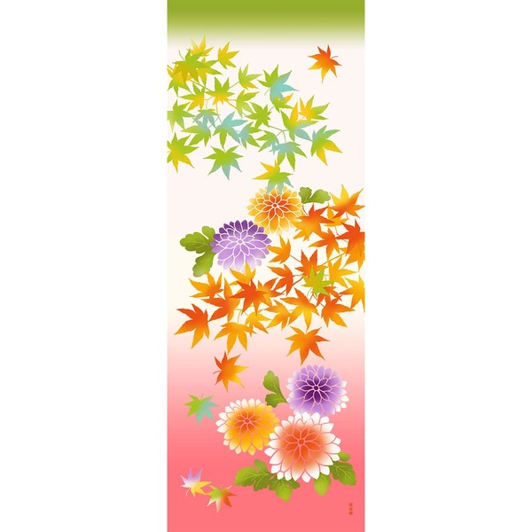 Hamamonyo Picture Tenugui, Maiden Chrysanthemum and Autumn Leaves