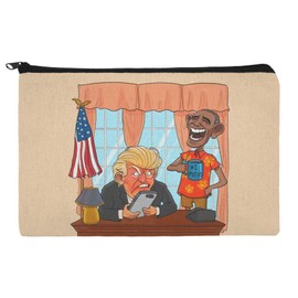 Obama Laughing at Trump Funny Satire #1 Potus President of The United States Pencil Pen Organizer Zipper Pouch Case