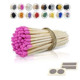 4" Inch Long Wooden Refill Matchsticks with Strike Stickers - Safety Matches Wholesale Bulk Loose by Chandler Studio (50 Pieces, Pink)