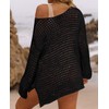 ZESICA Women's Summer Crochet Hollow Out Long Sleeve Beach Bikini