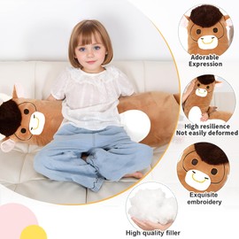 Tianmihou 36 inch Highland Cow Long Plush Pillow Large Toy, Soft Highlan Bull Stuffed Animals, Big Brown Cow Squishy Cute Plushies Giant Toy Gift for Kids Boys Girls, Birthday, Halloween, Christmas