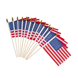 MCFULL 12 Pcs Small American Flags on Stick,4th of July Decorations American Flags for Outside,4x6 Inch Mini USA Flag with Safe Spear Top for Patriotic Decorations,Memorial Day Decoration,Veterans Day