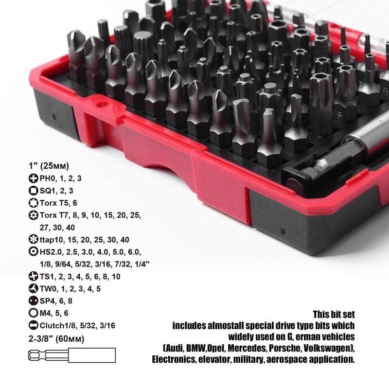 Protorq High Qualiy Security Bit Set, 61-Piece, S2 Steel, Temper