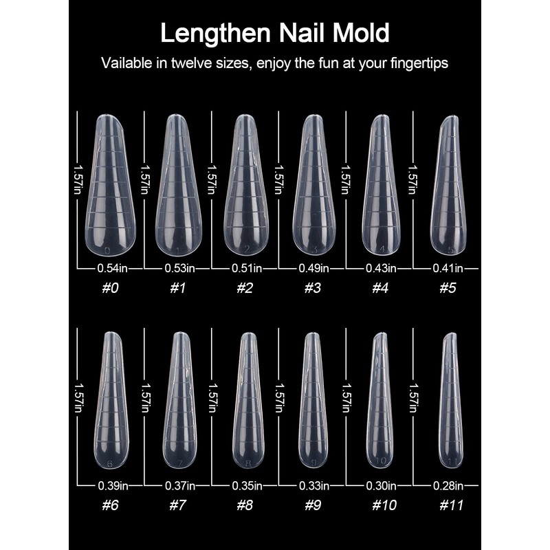 EBANKU 120 Pieces Clear Dual Nail System Mould Acrylic Coffin
