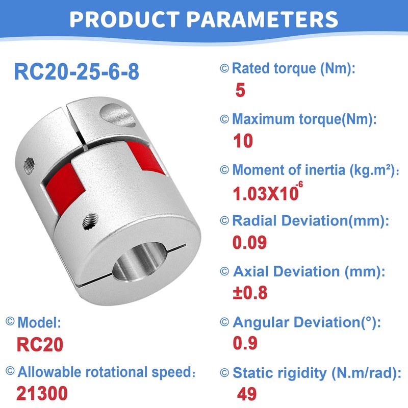 Shaft Coupling 6 mm to 8 mm Waves Flexible Elastic
