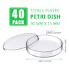 40 Pack Sterile Plastic Petri Dishes with Lid, 90mm Dia