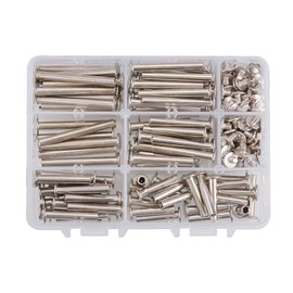 INCREWAY 5mm X 25/30/35/40/45mm Nickel Plated Binding Chicago Screw Posts Barrel Nuts Docking Rivets Silver Tone 100pcs