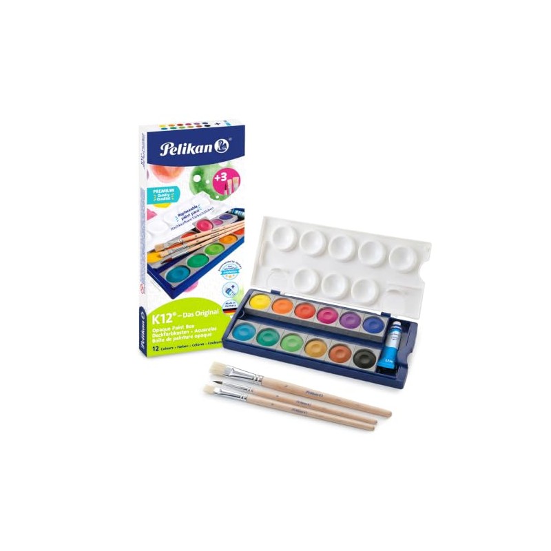 Pelikan K12 Paint Box Set with 12 Colors and 3