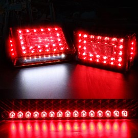 LIMICAR 6" LED Trailer Light Kit, 12V LED Submersible Boat Trailer Lights, Stop Turn Tail License Plate Brake Running LED Tail Lights w/ 29FT Trailer Wire, 15LED 3rd ID Light Bar