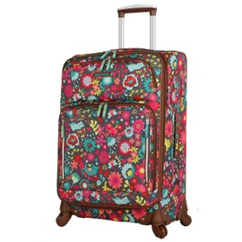 Lily Bloom Luggage 24" Expandable Design Pattern Suitcase With Spinner Wheels For Woman (24in, Playful Garden)