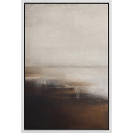 SIGNFORD Framed Canvas Print Wall Art Neutral Abstract Coastal Landscape Soft Brown and Beige Hues Illustrations Modern Art Decorative Relax/Calm for Living Room, Bedroom, Office - 16"x24" White