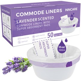 Commode Liners with Absorbent Pads for Bedside Commode, 50 Lavender Scented Commode Liners and Pads, Potty Bags for Portable Toilet, Potty Chair Liners, Commode Toilet ＆ Camping Toilet Bags