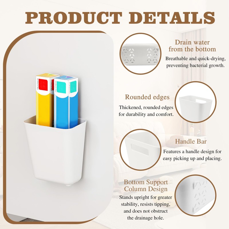 8PCS Kitchen Cabinet Door Storage Box, Adhesive Wall-Mounted Storage Box,