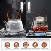 40oz Glass Teapot with Anti-Drip Spout, Peach Wood Handle and