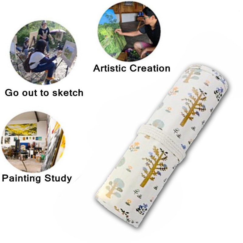 SHENIAFC Paint Brush Holder Storage 20 Slots,Art Brush Roll Canvas