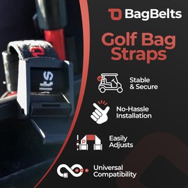 BagBelts Golf Bag Cart Straps, Golf Cart Belt Attachment, Holds Bag to Cart for Easy Access to Clubs, Golf Cart Accessories, Black