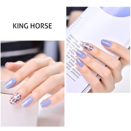 KING HORSE Semi Cured Gel Nail Strip with UV Nail Lamp /36 Salon-Quality Sticker Gel Nail Polish Strips/Waterproof Nail Strips /14 Days Long Lasting Nail Wraps for Women