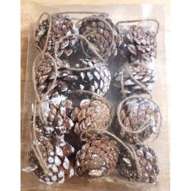 Old East Main Co Holiday Style 12 Count Frosted Tip Pinecones with Hanger