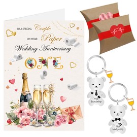1st Anniversary Card, Paper Wedding Anniversary Cards, One Year Anniversary Card, First Wedding Anniversary Keyring Gifts for Couple (1st)