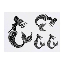 4 x 'Abstract Mermaid' Temporary Tattoos - Water Resistant, Skin-Safe, Non-Toxic Transfers, Mixed Sizes (TO00071882)