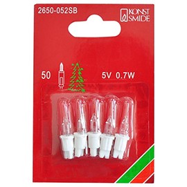 Konstsmide 2650-052SB Ersatzbirne / Glühlampe/ für Minilichterketten / 5V, 0,7W / 5er Blister / Steckfassung, weiß