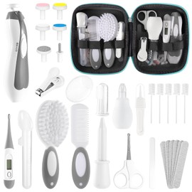 Baby Healthcare and Grooming Kit for Newborn Kids, 31PCS Upgraded Safety Baby Care Kit, Newborn Nursery Health Care Set, Baby Care Products （Grey White)
