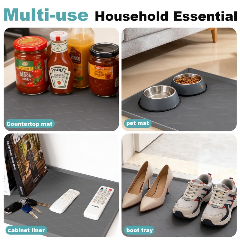 J1YL2C 34" x 22" Inch Silicone Sink Mat, Leak-Proof Cabinet