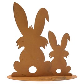 Macosa HN41533 Decorative Rabbit Rusty Metal 34 cm Rustic Metal Bunny Easter Bunny Rust Decoration Easter Decoration Rusty Decorative Rabbit Easter Decoration Table Decoration Rabbit Couple Decorative
