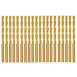 Drywall Cut Out Bit 1/8 inch Sabre Point HSS Cutout Router Bit Titanium Nitrided Cutting Zip Bits for Gypsum Board-20Pcs