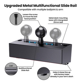 Upgraded Metal Phone Mount for Ram Truck 2019-2023, Dash Mount Cell Phone Holder Compatible with Dodge RAM 1500/2500/3500 & TRX, 360° Adjustable Adapter Phone Stand Fit for Most Smartphones