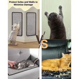 JanYoo Cat Scratching Mat Cat Scratch Furniture Protectors, Sisal Cat Scratcher Mats Anti Scratch Floor Scratching Pad for Wall Floor Sofa Couch Carpet Doors Bed 60 x 25CM (2 Pcs, Black)